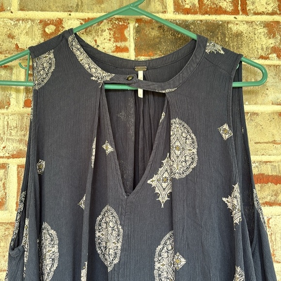 Free People Slate Blue Gray Boho Swing Tunic Dress - Picture 5 of 9